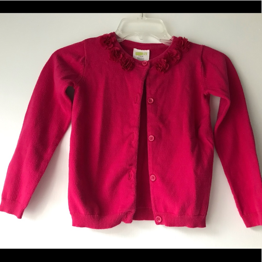 Crazy 8 bright pink button down cardigan